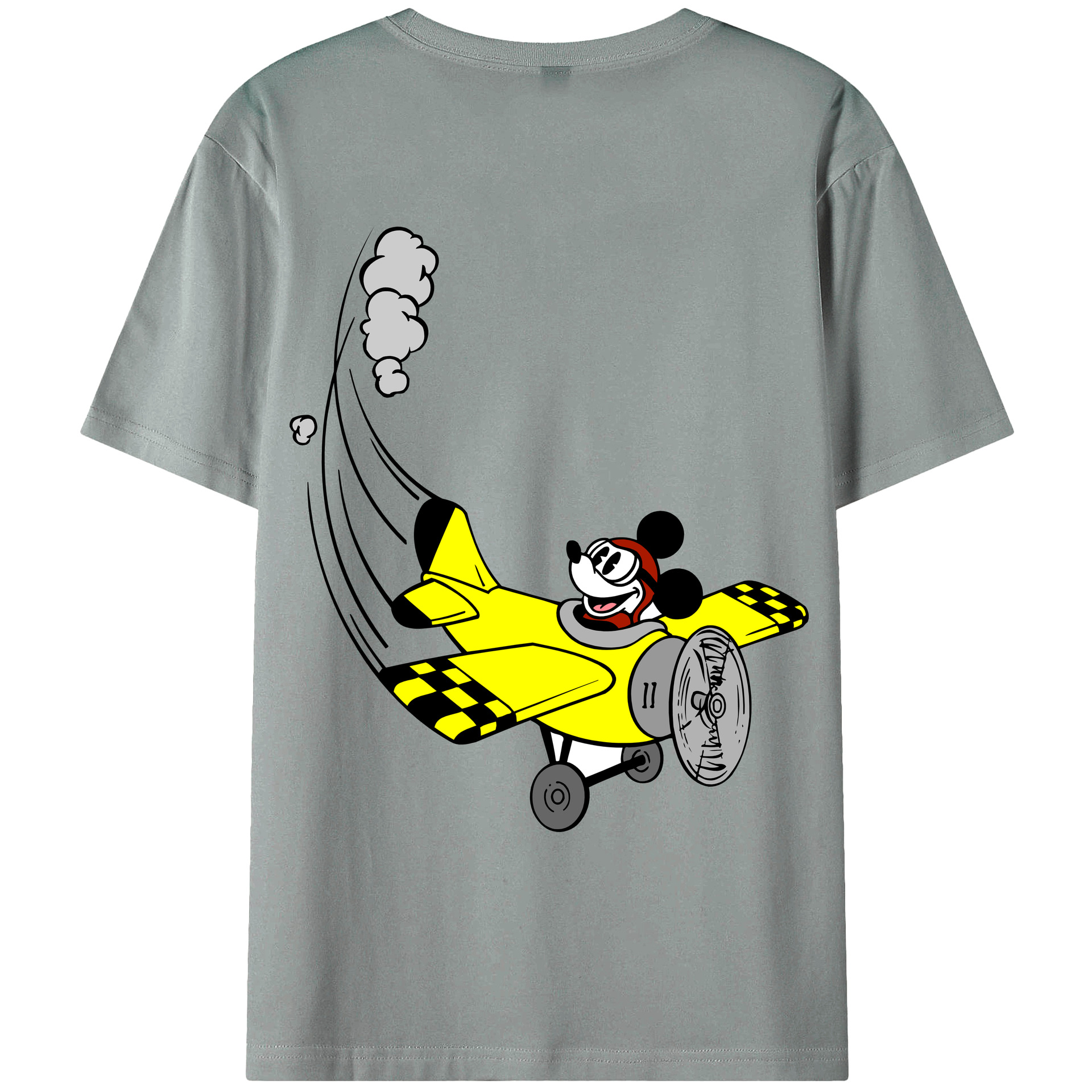 ミッキーマウス Mickey Mouse 綿100％ メンズ半袖Tシャツ（バックプリント） 通気性